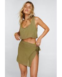 Nasty Gal - Crop Top And Mini Sarong Cover Up Set - Lyst