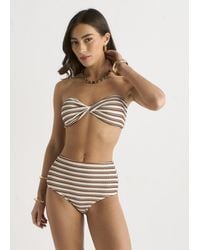 Gini London - Textured Stripe High Waisted Bikini Bottom - Lyst
