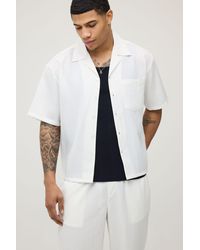 BoohooMAN - Oversized Boxy Fit Short Sleeve Plunge Irregular Pleat Shirt - Lyst