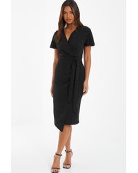 Quiz black glitter wrap dress sales