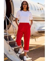 Roman - Contrast Detail Cropped Stretch Trousers - Lyst