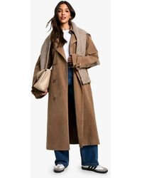 Boohoo - Vintage Look Suedette Trench Coat - Lyst