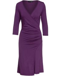 Conquista - Aubergine Faux Wrap Dress - Lyst