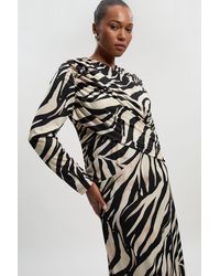 Karen Millen - Plus Size Zebra Print Crepe Twist Detail Maxi Dress - Lyst