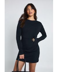 Boohoo - Long Sleeve Trim Detail T-Shirt Dress - Lyst