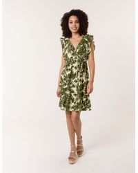 Blue Vanilla - Tropical Dress With Palm Leaf Print - Lyst