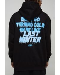BoohooMAN - Oversized Turning Cold Slogan Printed Hoodie Cotton - Lyst