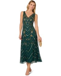 Adrianna Papell - Studio Beaded Mesh Dress - Lyst