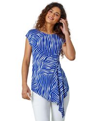 Roman - Contrast Stripe Asymmetric Stretch Tie Top - Lyst