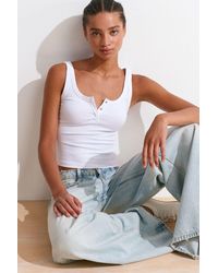 Dilvin - Geribbelde Crop Cami Blouse - Lyst