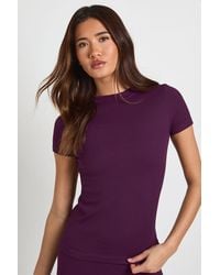 Boohoo - Contour Ribbed Seamless Short Sleeve Active Top - Lyst