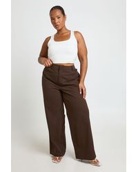 Boohoo - Plus Twill Adjustable Waist Straight Leg Trouser - Lyst