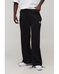 BoohooMAN - Wide Leg Tie Cuff Double Waistband Joggers - Lyst