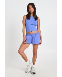 Boohoo - Petite Racer Top And Sweat Short Set - Lyst