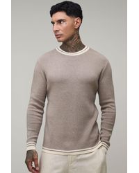 BoohooMAN - Tall Muscle Fit Cotton Blend Tipped Knitted T-Shirt - Lyst