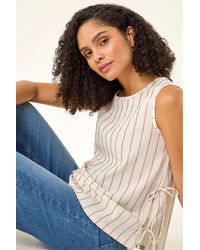 Roman - Stripe Side Tie Detail Top - Lyst