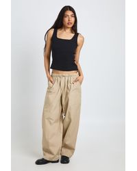 Boohoo - Tall Poplin Drawcord Barrel Leg Trouser - Lyst