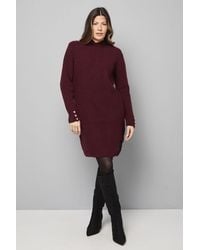 Wallis - Lace Detail Ribbed Knitted Dress - Lyst