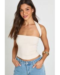 Boohoo - Premium Stretch Contour Halterneck Corset Top - Lyst