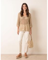 Blue Vanilla - Metallic Crochet V Neck Top - Lyst