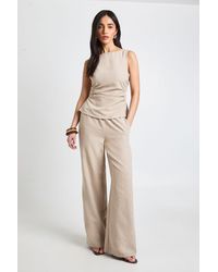 Boohoo - Peached Ruched Sleeveless Trouser Co-Ord - Lyst