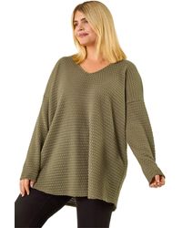 Roman - Curve Textured V-Neck Stretch Top - Lyst