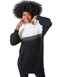 Roman - Colourblock Embellished Longline Jumper - Lyst