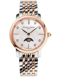 Frederique Constant - Frédérique Slimline Moonphase Watch Fc-206Mpwd1S2B Stainless Steel (Archived) - Lyst