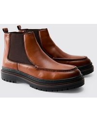 BoohooMAN - Pu Apron Front Chelsea Boot - Lyst