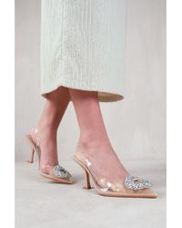 Where's That From - 'Opal' Perspex Low Heel Sandals With Embellished Detail - Lyst