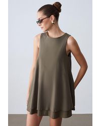 Dilvin - Cotton Poplin Sleeveless Mini Shift Dress - Lyst