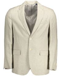 GANT - Linen Classic Jacket With Logo Detailing - Lyst