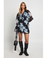 Boohoo - Floral Chiffon Tiered Smock Dress - Lyst