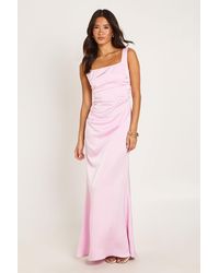 Boohoo - Satin Corset Detail Maxi Dress With Neck Scarf - Lyst