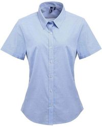 PREMIER - Ladies Gingham Short-Sleeved Shirt (Light/ - Lyst
