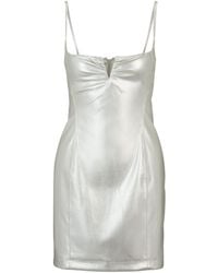 HUGO - 's Kateresa-1 Metallix Faux-leather Mini Dress In Silver - Lyst
