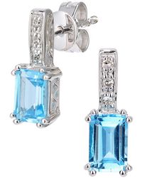 DIAMANT L'ÉTERNEL - 9Ct Diamond And Topaz Gemstone Rectangle Cut Drop Earrings - Lyst