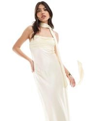 Forever New - Satin Slip Midaxi Dress With Neck Tie - Lyst