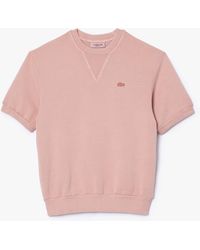 Lacoste - Dames Natural Dyed Fleece T-shirt In Roze - Lyst