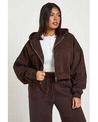 Boohoo - Plus Core Basic Boxy Balloon Sleeve Oversized Zip Through Hoodie - Lyst