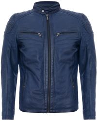 Infinity Leather - Vintage Quilted Racing Zipped Biker Jacket - Lyst