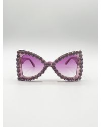 SVNX - Oversized Triangular Crystal Gem Sunglasses - Lyst