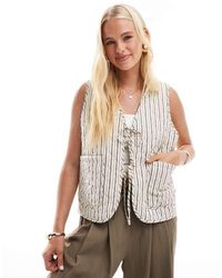 ONLY - Tie Front Quilted Gilet - Lyst
