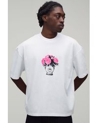 BoohooMAN - Oversized Boxy Floral Micro Print T-Shirt Cotton - Lyst