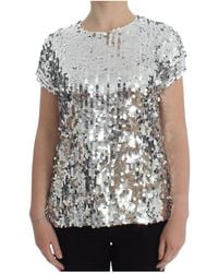 Dolce & Gabbana - Sequined Crewneck Blouse T-Shirt Top Material_Polyester - Lyst