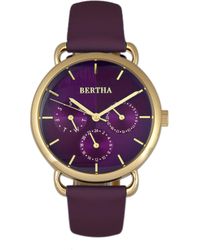 Bertha - Gwen Leather-Band Watch W/Day/Date - Lyst
