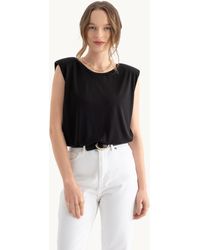 Hiccup - Round Neck Raw Edge Sleeveless Tank Top - Lyst