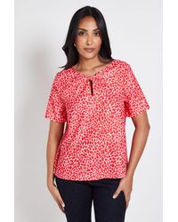 Wallis - Petite Animal Woven Twist Blouse - Lyst