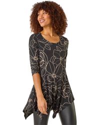 Roman - Floral Textured Asymmetric Tunic Top - Lyst