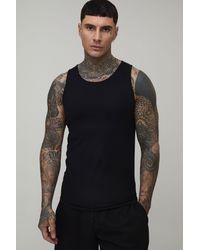 BoohooMAN - Tall Basic Regular Fit Ribbed Vest - Lyst